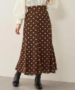 【試着のみ】Te chichi テチチ ロングスカート ドット柄　モカのサムネイル