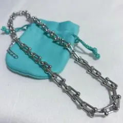 新品　ネックレス　ハードウェア　アンカー　U字　ボールチェーン　シルバー