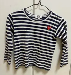 MN-0514 COMME des GARCONS ボーダー柄 切り替え 変形 ロゴ カットソー Tシャツ 白黒 S 男女兼用 ボーダー（柄）-Play Comme des Garcons（プレイ・コムデギャルソン