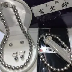 新品　パール　ネックレス　ピアス　イヤリング　数珠　ケース　数珠入れ　グレー