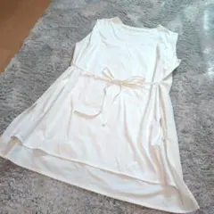 ロペピクニック　ノースリーブ　ロングTシャツ　リボンつき　白