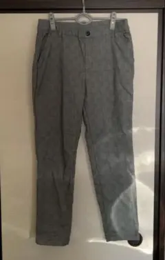 グレー チェック柄 スラックス 冬用 サイズL