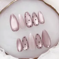 354♡ネイルチップ ワンホン フレンチガーリー マグネット　春ネイル リボン