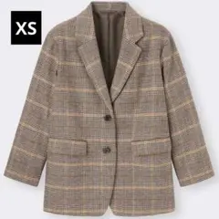GU　チェックオーバーサイズテーラードジャケットRS+X　XS　ブラウン　新品