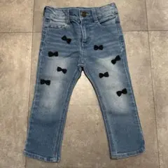 petit main リボン付きデニムパンツ 90cm