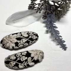 ハンドメイド インド刺繍リボン パッチンピン 2点セット