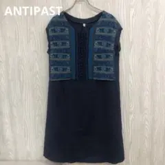 z-147 青ANTIPAST 系刺繍ノースリーブワンピース