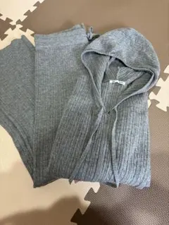GU リブ編み フード付きセットアップ XL グレー