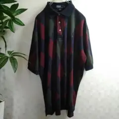 ポロラルフローレン アーガイル ポロシャツ 90s 緑 ボルドー usa製 L
