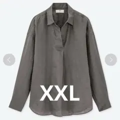 UNIQLO プレミアムリネンスキッパーシャツ オリーブ XXLのサムネイル