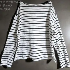 イリ ケービーエフボートネックストライプバスク生地長袖Tシャツ Mサイズのサムネイル