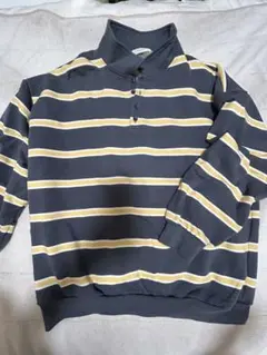 ネイビー/イエロー ストライプ ポロシャツ