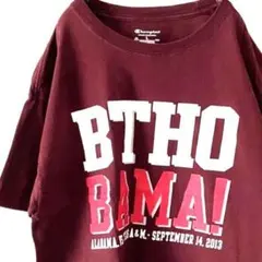 チャンピオン BTHO BAMA! Tシャツ L えんじ レッド 赤 古着