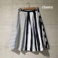 chesty チェスティ 　ボーダー　ストライプ　デザインスカート　フレアのサムネイル