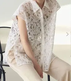 Noble　ボタニカルレースフレンチスリーブブラウスのサムネイル