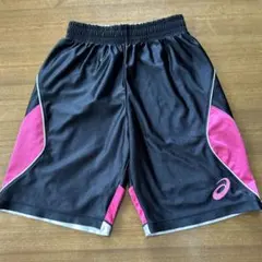 バスケ ハーフパンツ 150 ブラック&ピンク　asics