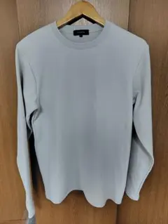 TAKA-Q　ふくれジャガード チェック柄 クルーネック長袖Ｔシャツ　Mサイズ