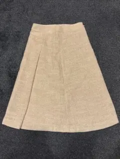 OFUON フレアスカート ベージュ ひざ丈