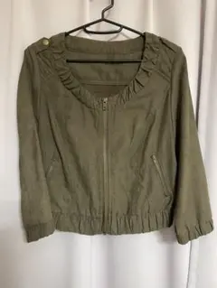 ノーカラージャケット ブルゾン 短丈 Mサイズ