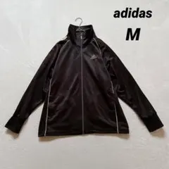 【アディダス】トラックジャケット ジャージ (M) 黒 ゴールド フルジップ