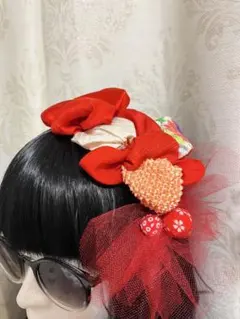 蝶②】七五三 赤顎紐リボン付き 髪飾り ヘッドドレス - メルカリ