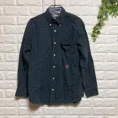 【トミーヒルフィガー】（M）ボタンダウン オープンカラーシャツ チェック メンズ