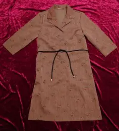 古着　ワンピース　昭和レトロ Aライン 開襟 オープンカラー Vintage