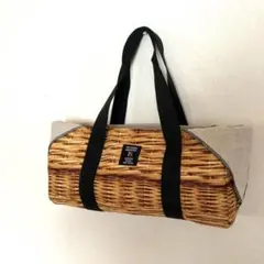 ハンドメイド　バスケット柄バッグ　かご柄バッグ　　トートバッグ　かご