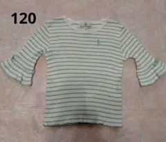 組曲　5分袖丈　パステルグリーン　ボーダーカットソー 120