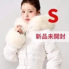 新品未開封　ダーリッチ　ツイードミディダウンコート　ホワイト　S