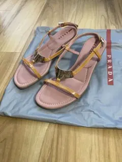 PRADA SPORT ピンクオレンジ サンダル メタルロゴストラップ 36