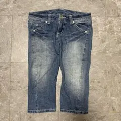witty pittyハーフデニムクロップドパンツMサイズ ウォッシュ加工g81のサムネイル