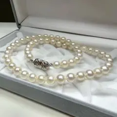 【照り強✨大粒】パール 本真珠 ネックレス シルバー 8.0_8.5