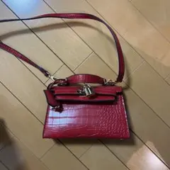 レッド クロコダイル風 ショルダーバッグ