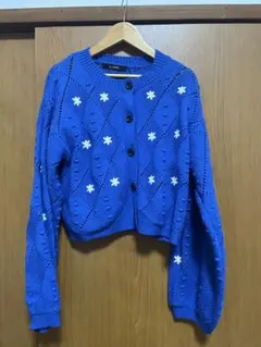 Wcloset 花柄カーディガン ブルー