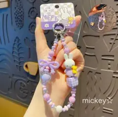 新品未使用 ミッフィー ボリス キーホルダー ストラップ パープル