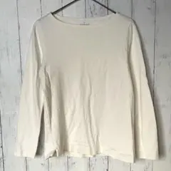 無印良品 綿100% ボートネック 長袖Tシャツ M 白 カットソー