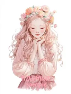 5998 花冠の女の子 人物ステッカー コラージュ素材