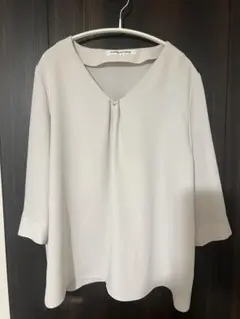 STRAWBERRY-FIELDS ライトグレー 五分袖ブラウス