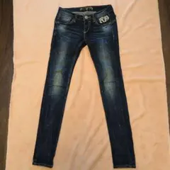 レッドペッパー　極希少　ダークブルー　刺繍　ローライズ　スキニーデニム　25