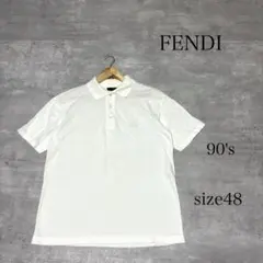 90's ヴィンテージ FENDI ロゴ刺繍 鹿の子 ポロシャツ 48