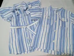 【アプレレクール】abcストライプシャツワンピース、シャツリンク兄妹コーデ