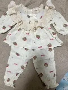 未使用-アイボリー フリル付きベビー服セット