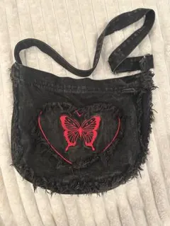 バタフライ刺繍 ブラックショルダーバッグのサムネイル