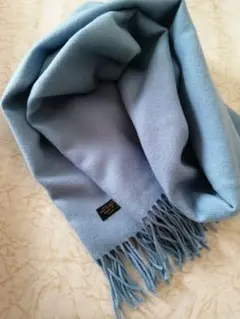 ラムウール　ライトブルー ストール フリンジ付き　Do!Family