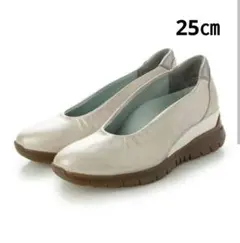 未使用級☆fitfit レザーコンフォートパンプス ウェッジソール 25㎝