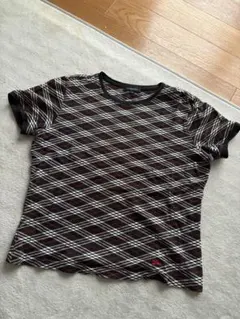 Burberry Blue label チェック柄 半袖Tシャツ 赤ロゴ刺繍