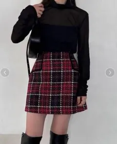 snidel スナイデル ロービングチェックスカショーパン 2