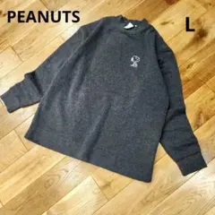 PEANUTS　スヌーピー　スウェット　トレーナー　L　裏起毛　グレー