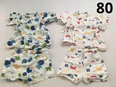 2点セット　甚平　パジャマ　セパレート　半袖　半ズボン　男の子　80